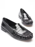 Siyah Parlak Deri Görünümlü Penny Loafer TR88MS02A