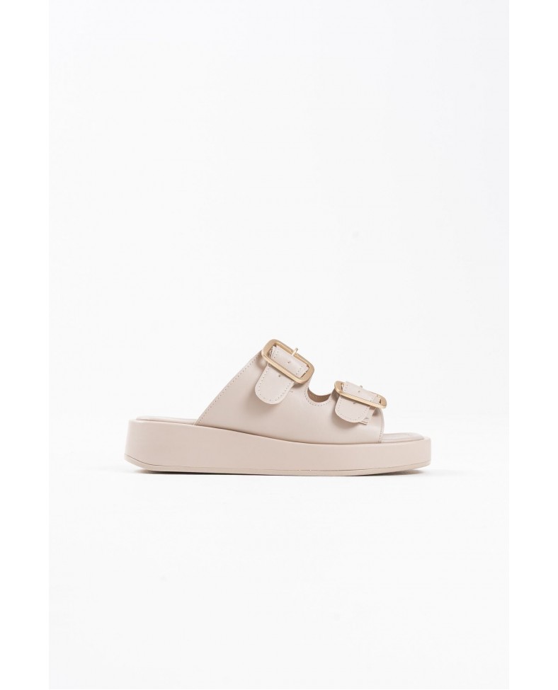 Bej Cilt Kadın Tokalı Terlik TR17MY01C