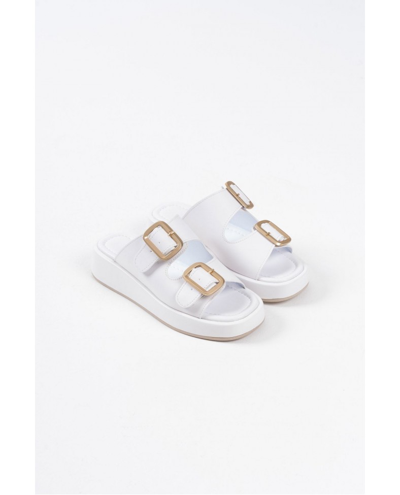 Beyaz Cilt Tokalı Terlik TR17MY01B