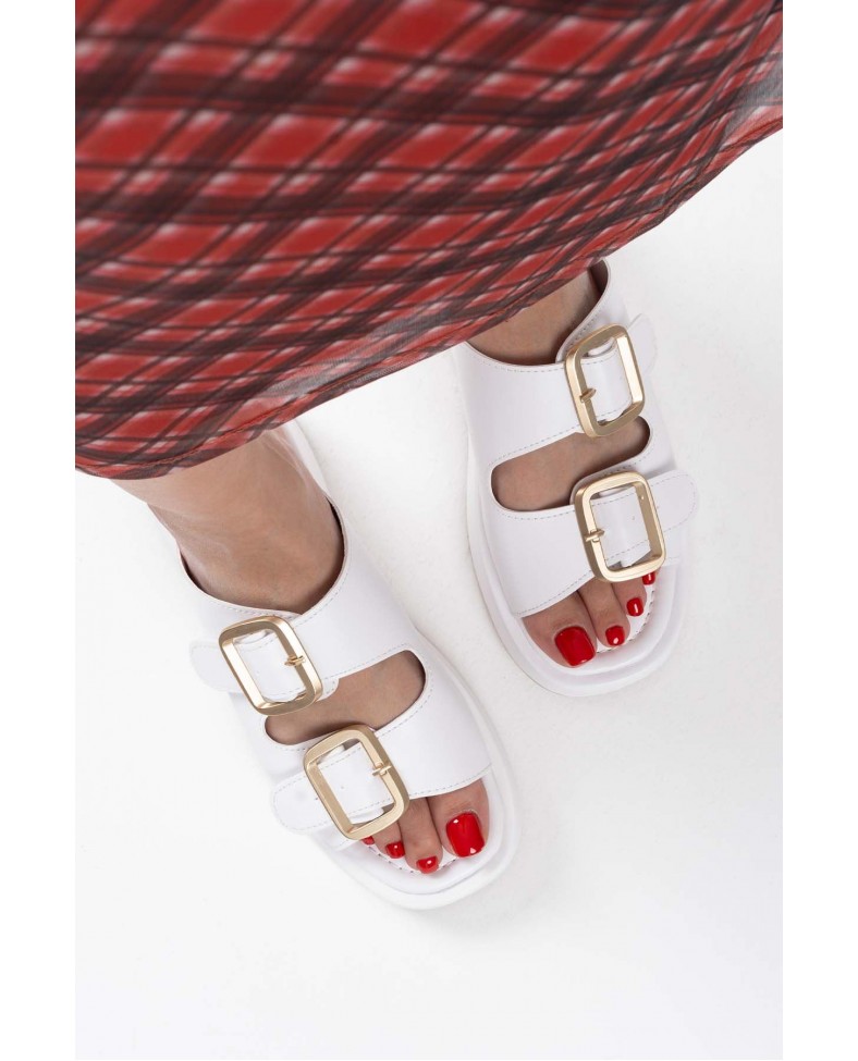 Beyaz Cilt Tokalı Terlik TR17MY01B