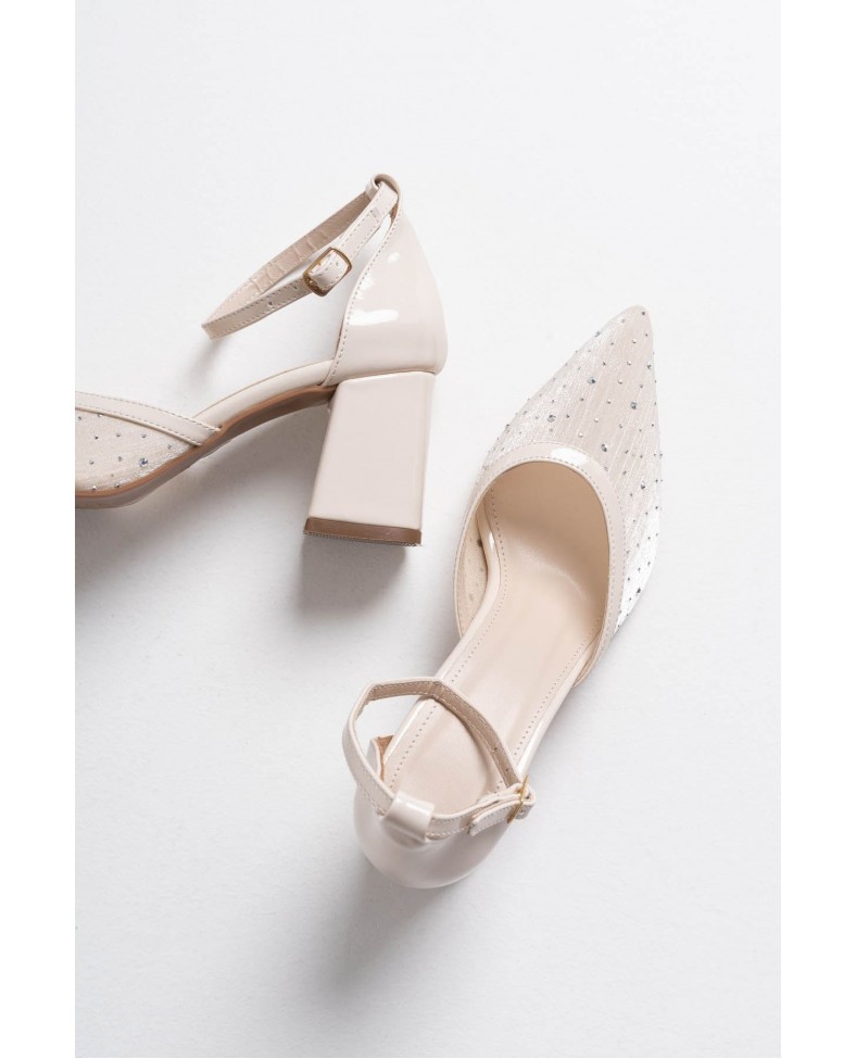 Tekstil Kumaş Taşlı Kadın Topuklu Ayakkabı TR08MS18B