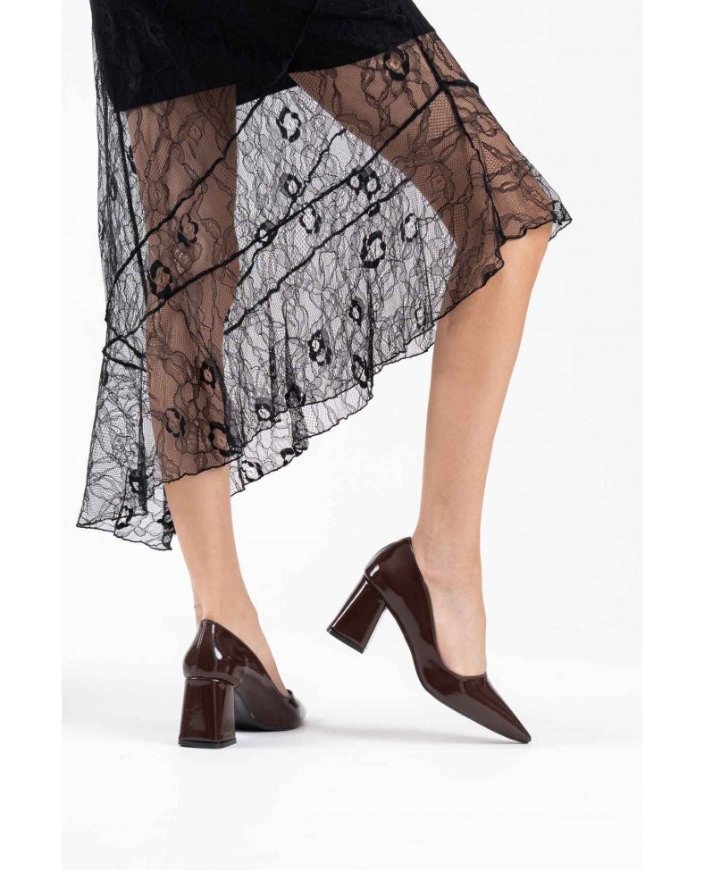 Acı Kahve Rugan Kadın Topuklu Ayakkabı TR08MS16F