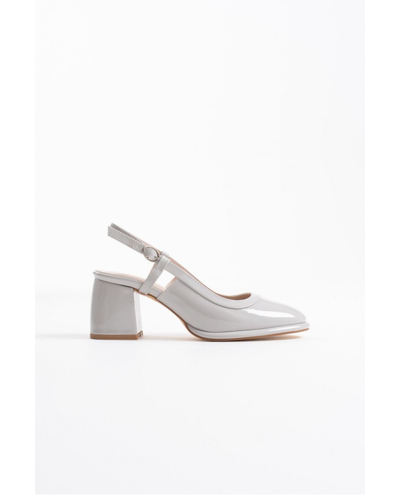 Gri Rugan Kadın Topuklu Ayakkabı TR18MS17C