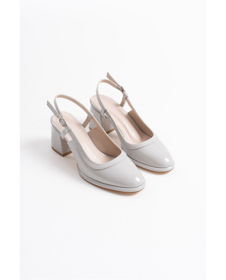 Gri Rugan Kadın Topuklu Ayakkabı TR18MS17C