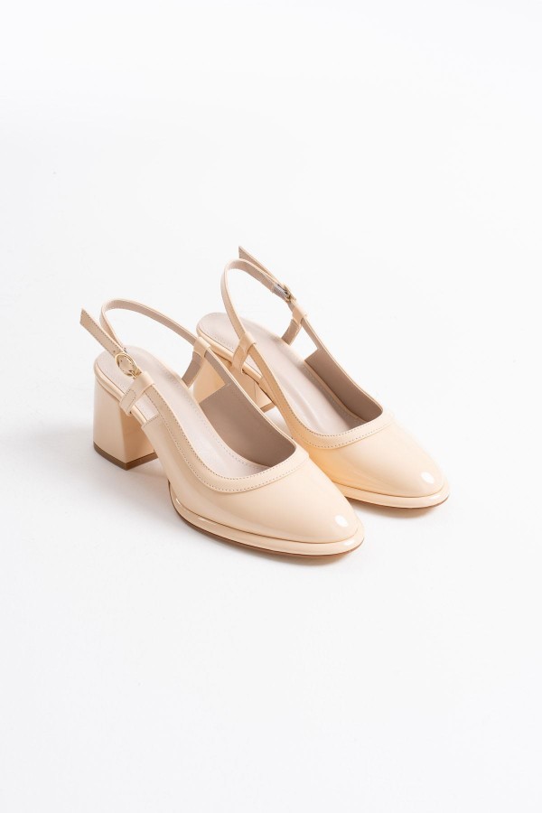 Açık Sarı Rugan Kadın Topuklu Ayakkabı TR18MS17B