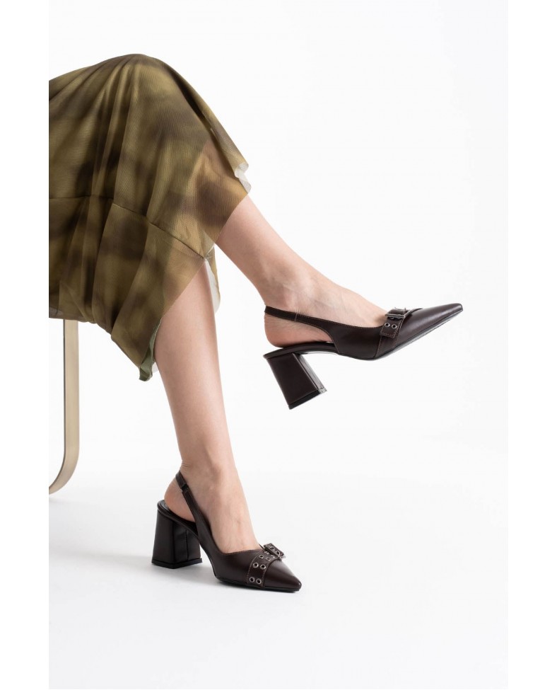 Acı Kahve Cilt Kadın Topuklu Ayakkabı TR08MS07F