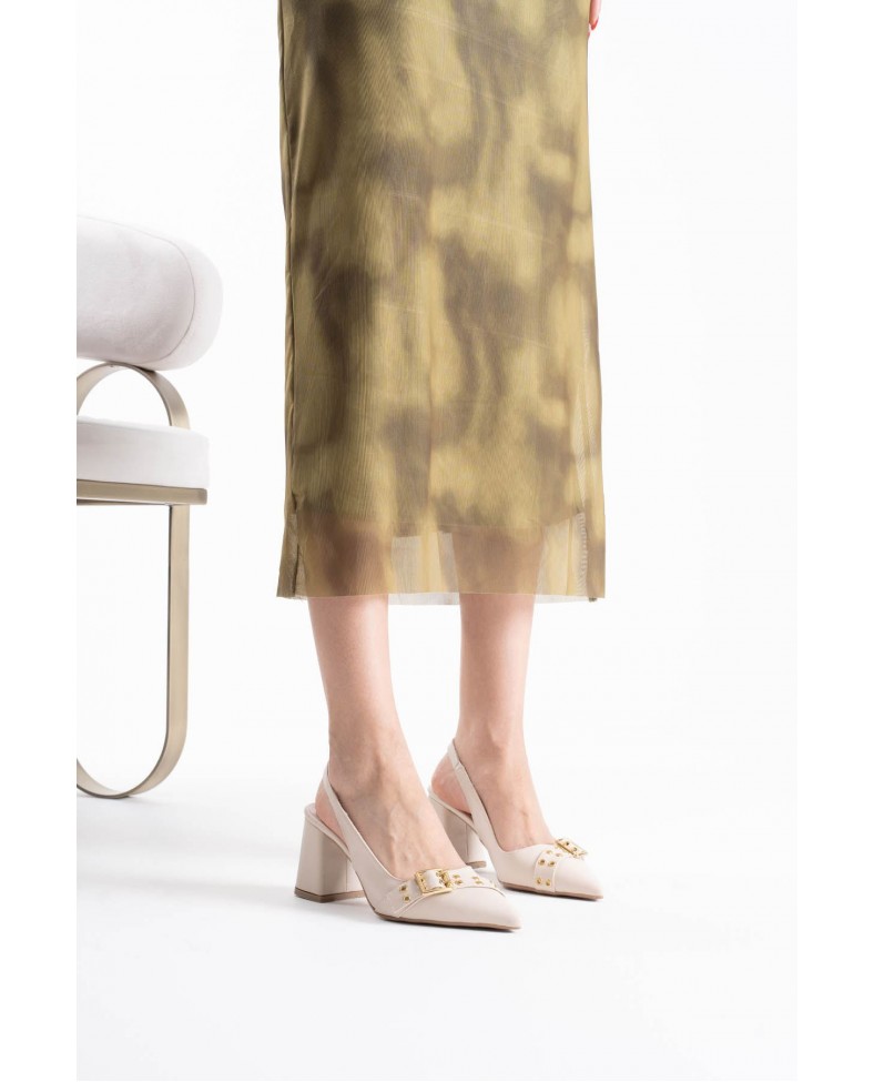 Bej Cilt Kadın Topuklu Ayakkabı TR08MS07E