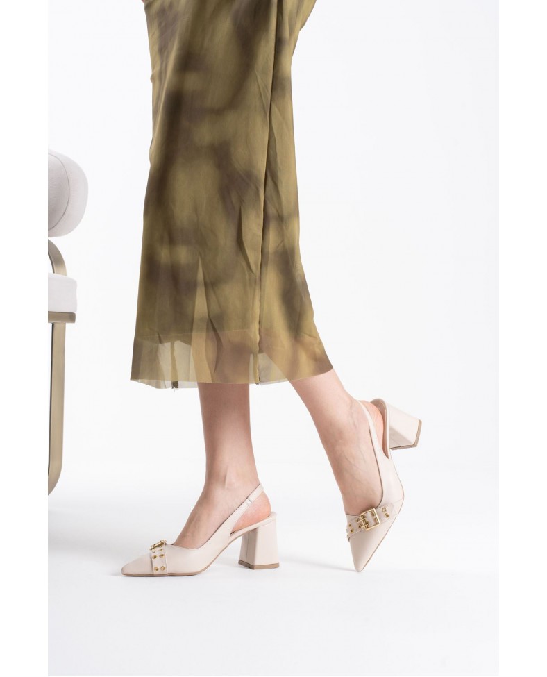 Bej Cilt Kadın Topuklu Ayakkabı TR08MS07E