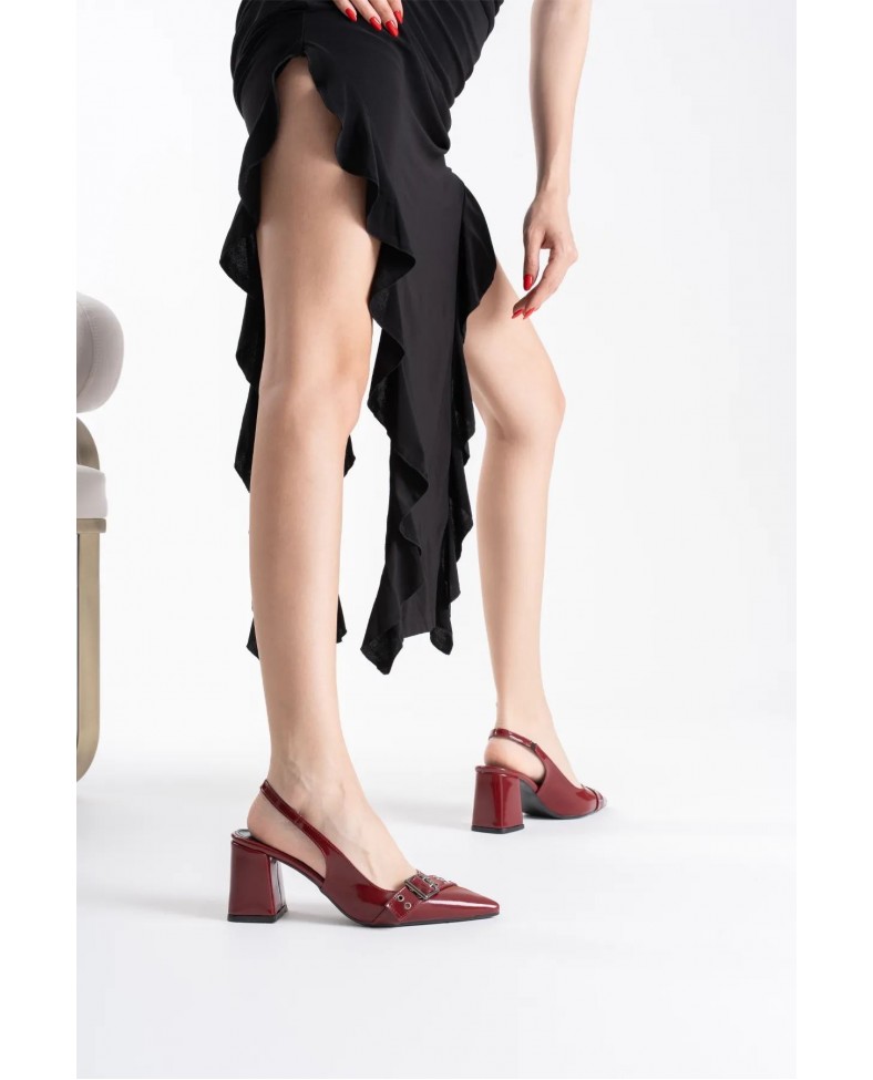 Bordo Rugan Kadın Topuklu Ayakkabı TR08MS07C