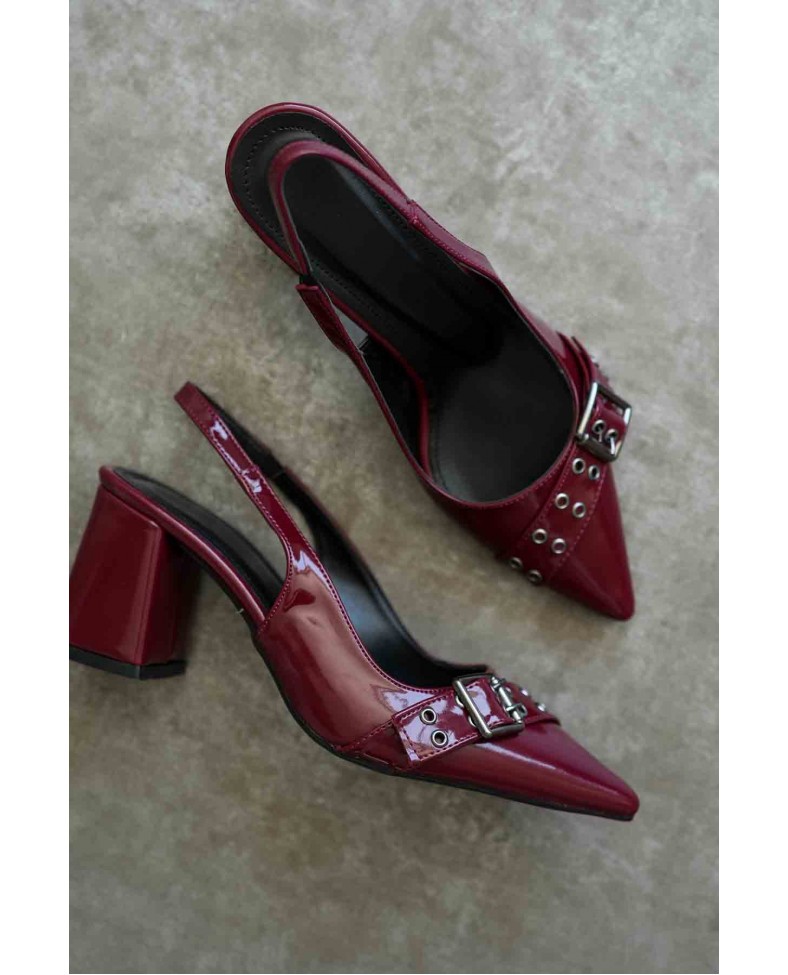 Bordo Rugan Kadın Topuklu Ayakkabı TR08MS07C