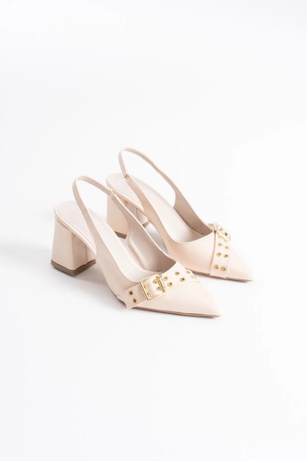 Bej Rugan Kadın Topuklu Ayakkabı TR08MS07B