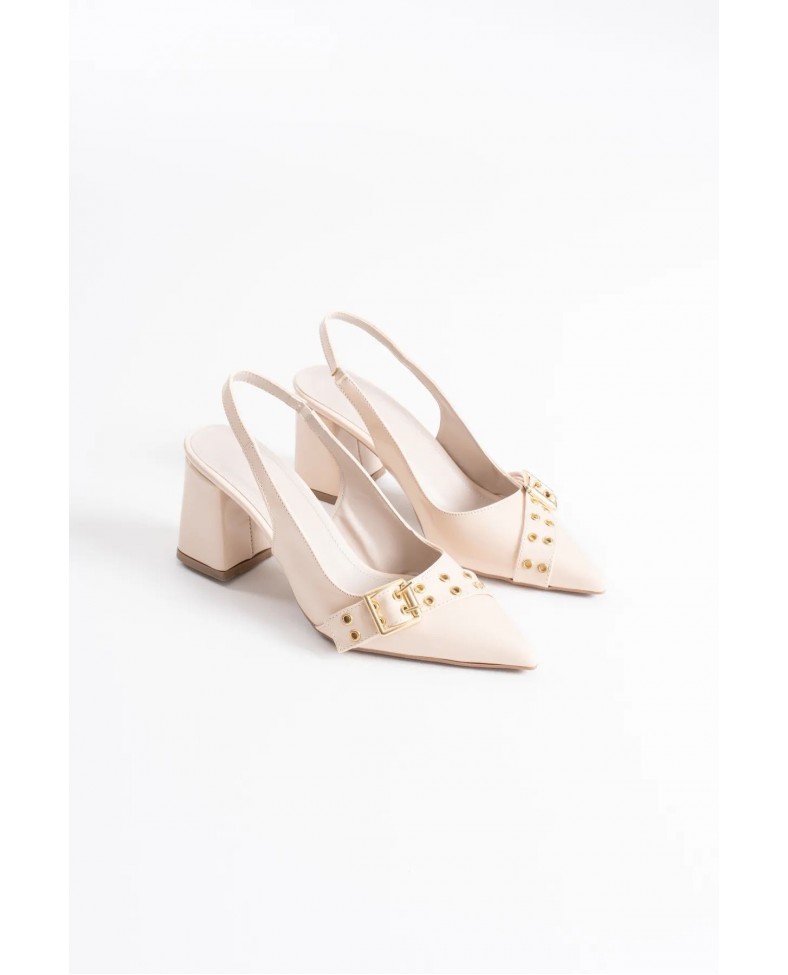 Bej Rugan Kadın Topuklu Ayakkabı TR08MS07B