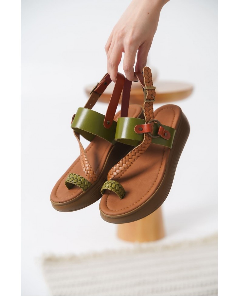 Çok Renkli Hakiki Deri Sandalet TR31MY64E