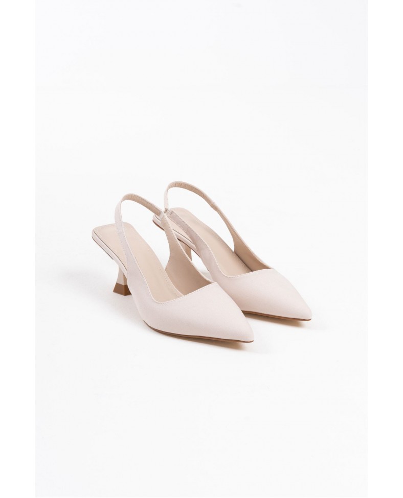 Kadın Bej Saten Topuklu Ayakkabı TR08MS08B