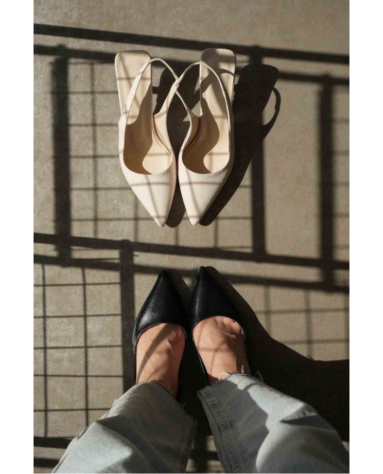 Kadın Bej Saten Topuklu Ayakkabı TR08MS08B