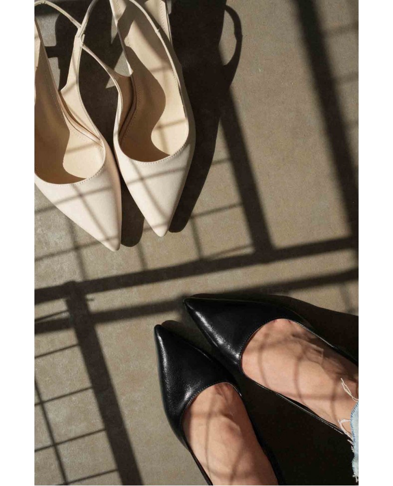 Kadın Bej Saten Topuklu Ayakkabı TR08MS08B