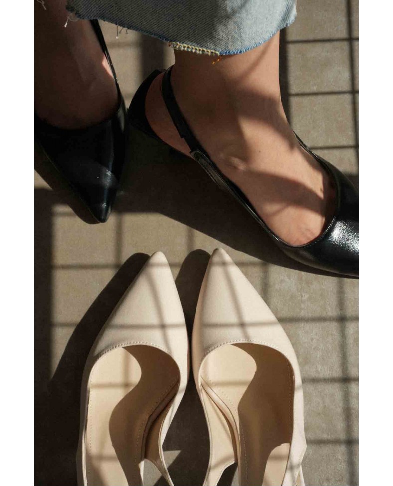 Kadın Bej Saten Topuklu Ayakkabı TR08MS08B