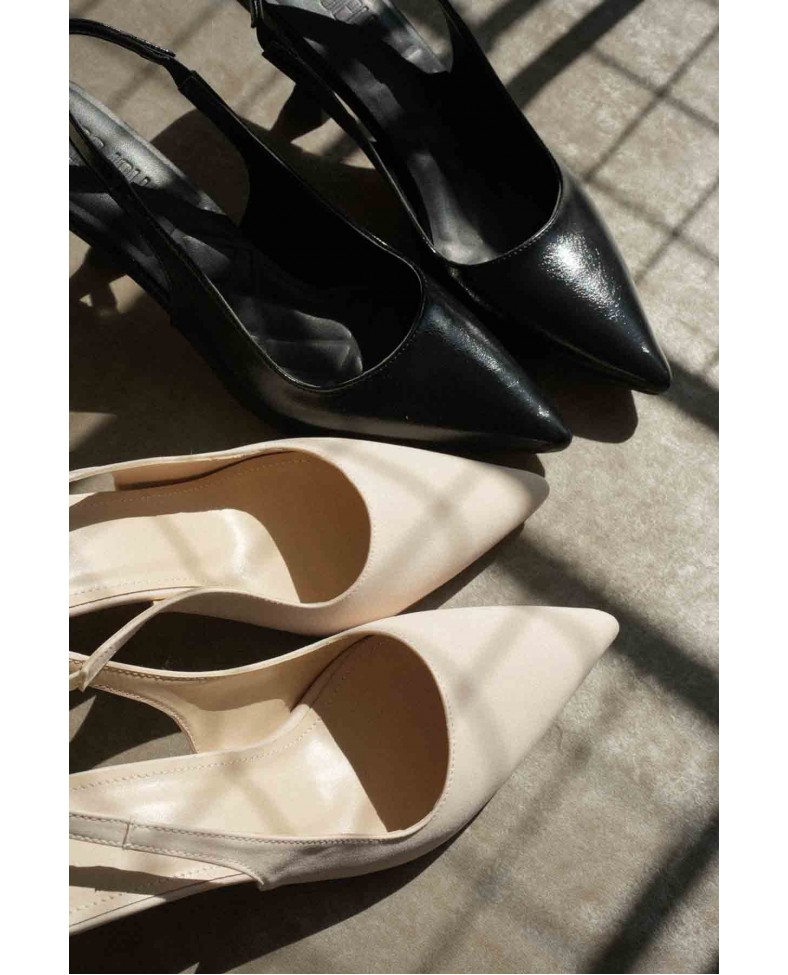 Kadın Bej Saten Topuklu Ayakkabı TR08MS08B