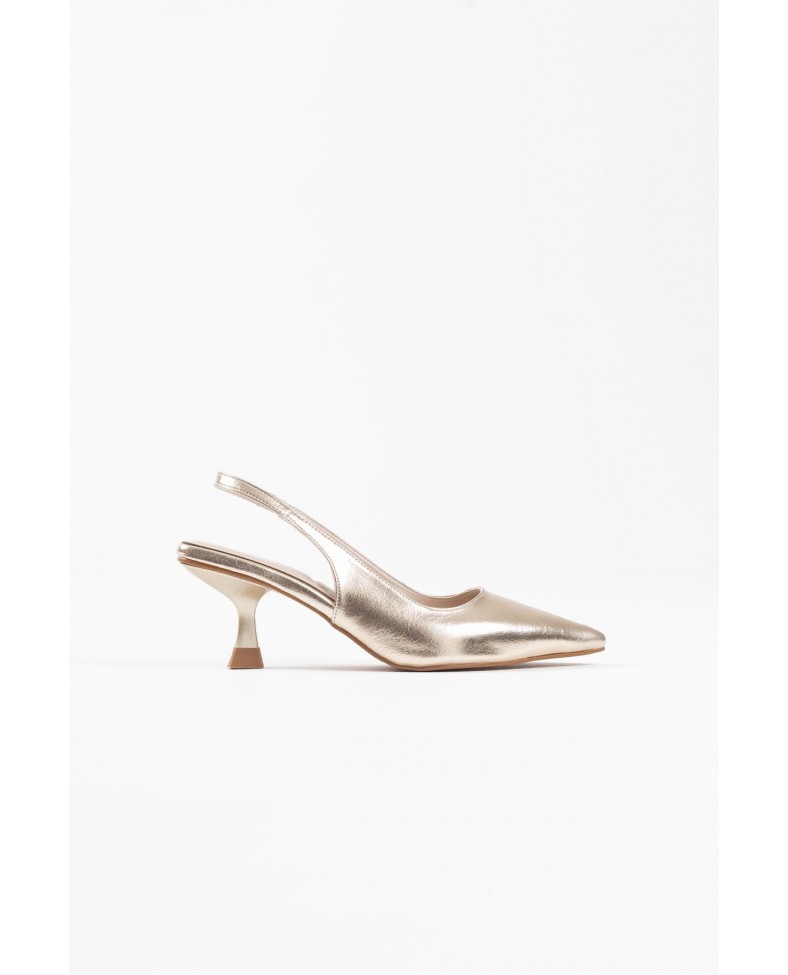 Kadın Altın Kırışık Rugan Topuklu Ayakkabı TR08MS08E