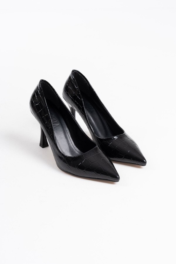 Kadın Siyah Kroko Rugan Stiletto TR08MS10A