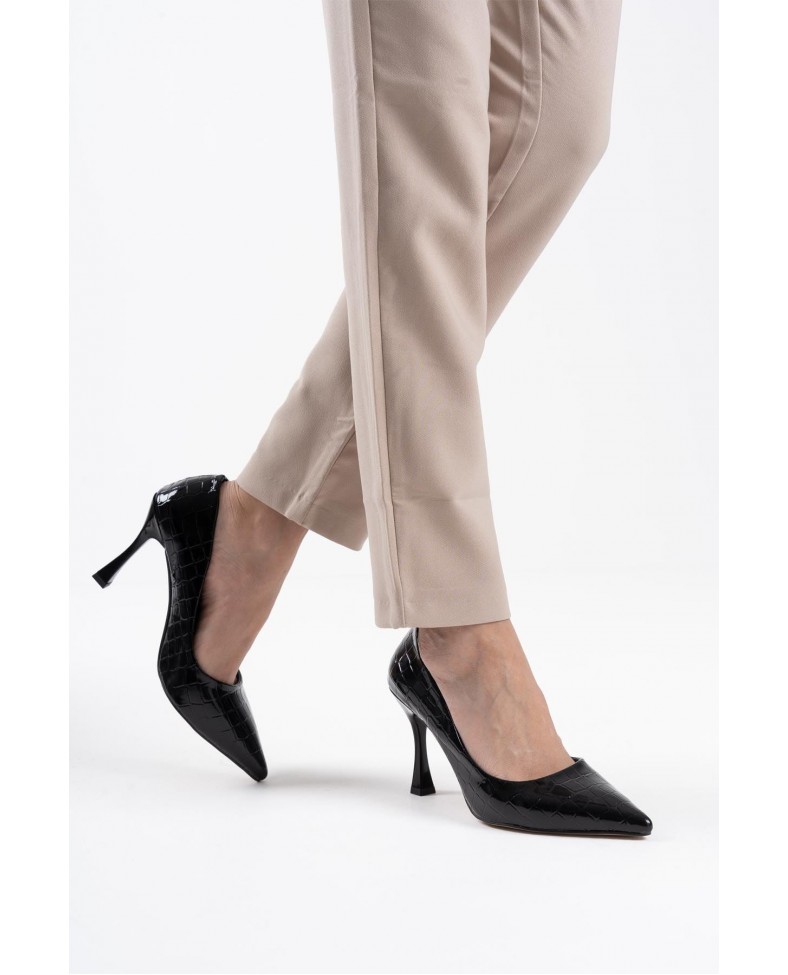 Kadın Siyah Kroko Rugan Stiletto TR08MS10A Somersan Giyim | Kadın, Erkek ve Çocuk Moda