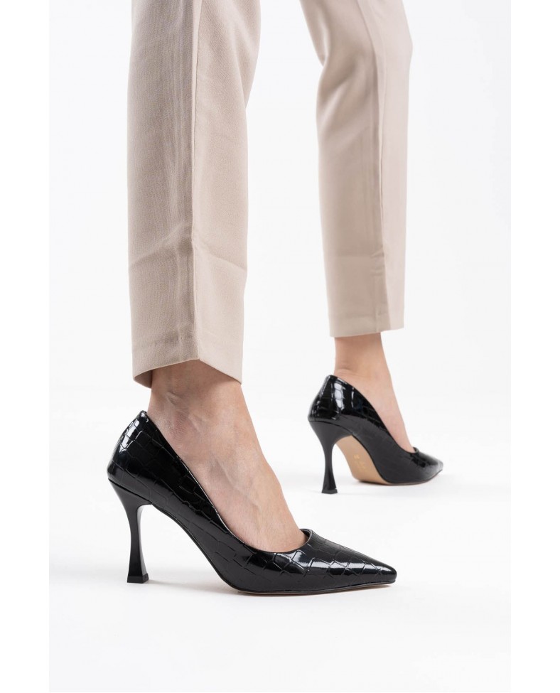Kadın Siyah Kroko Rugan Stiletto TR08MS10A Somersan Giyim | Kadın, Erkek ve Çocuk Moda