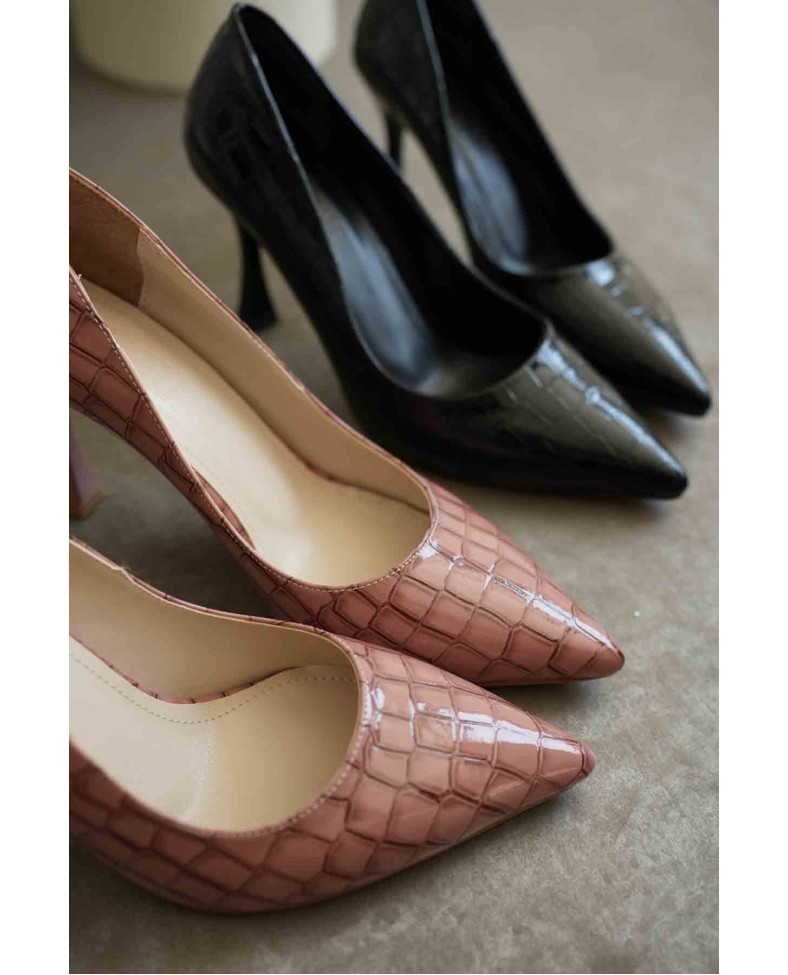 Kadın Siyah Kroko Rugan Stiletto TR08MS10A Somersan Giyim | Kadın, Erkek ve Çocuk Moda