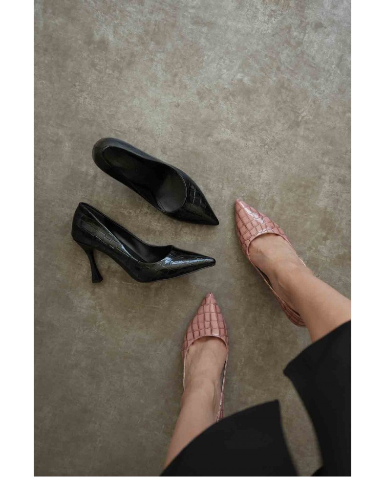 Kadın Siyah Kroko Rugan Stiletto TR08MS10A Somersan Giyim | Kadın, Erkek ve Çocuk Moda