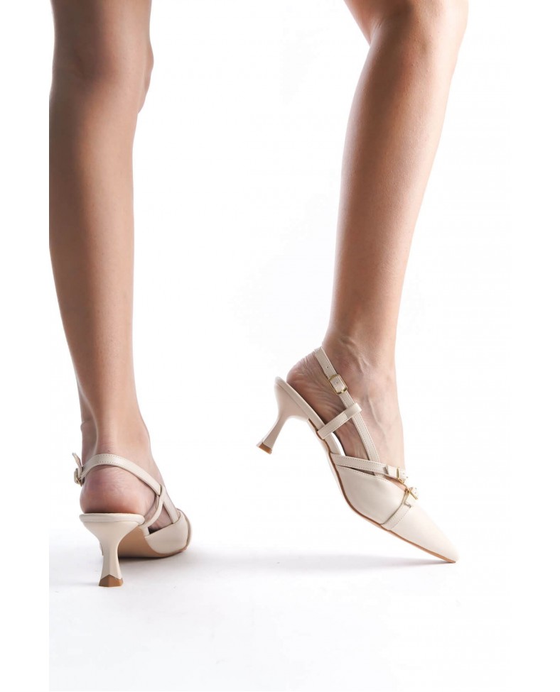 Kadın Bej Topuklu Ayakkabı TR08MS17H