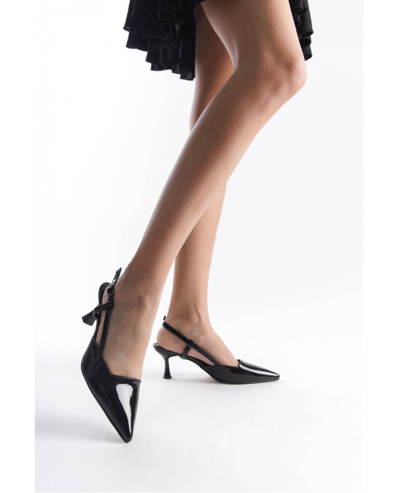 Kadın Siyah Rugan Topuklu Ayakkabı TR08MS20A