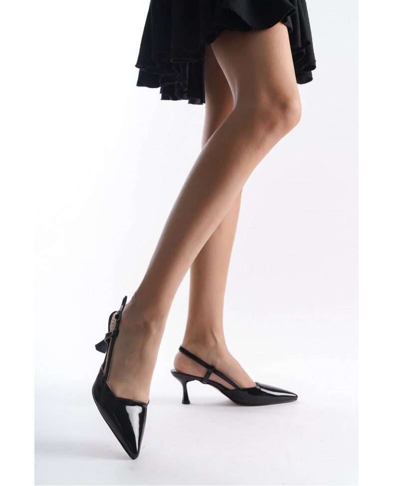 Kadın Siyah Rugan Topuklu Ayakkabı TR08MS20A