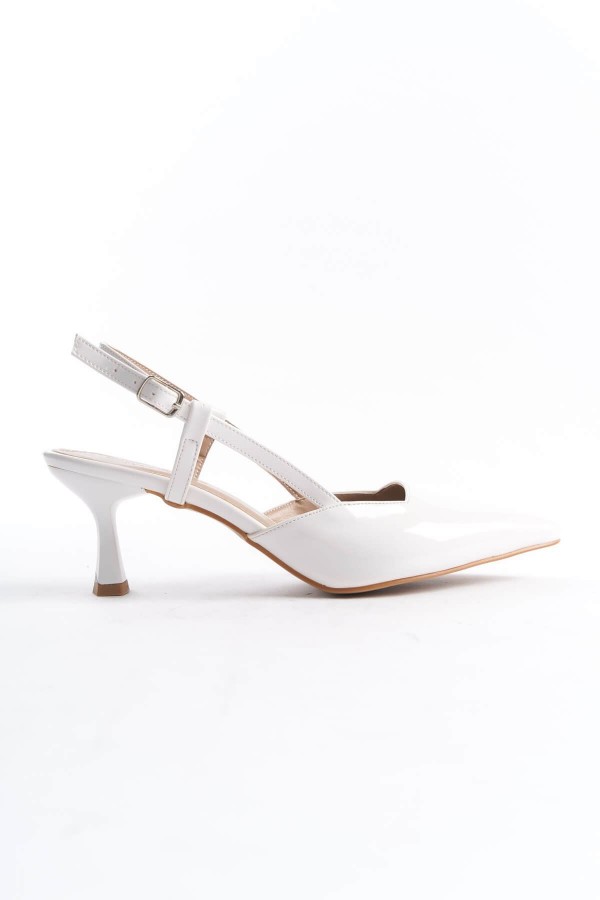 Kadın Beyaz Rugan Topuklu Ayakkabı TR08MS20B