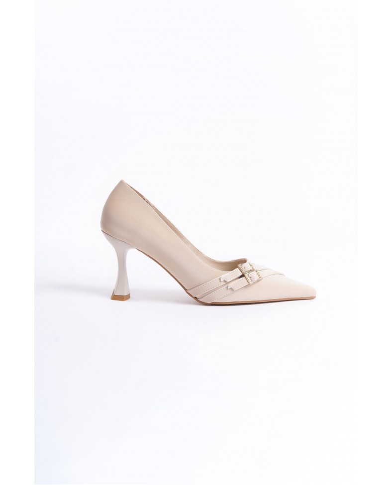 Kadın Bej Saten Topuklu Ayakkabı TR08MS25B