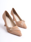 Kadın Nude Saten Topuklu Ayakkabı TR08MS25D