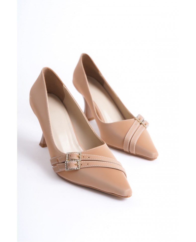 Kadın Nude Saten Topuklu Ayakkabı TR08MS25D