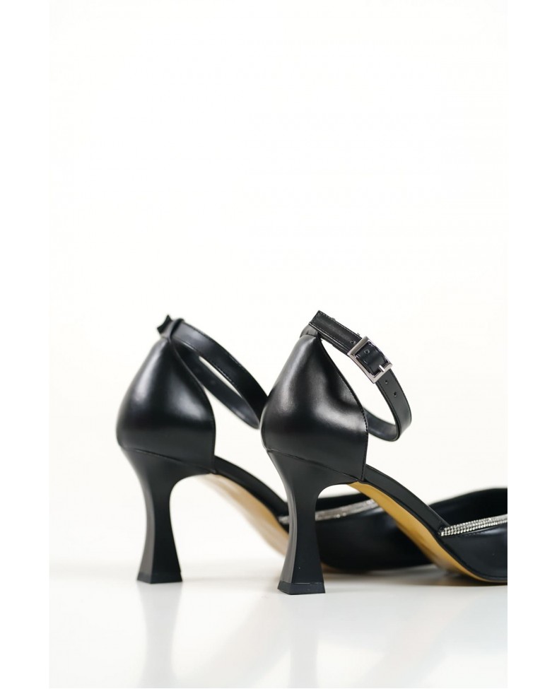 Taşlı Kadın Siyah Topuklu Ayakkabı TR12MS02A