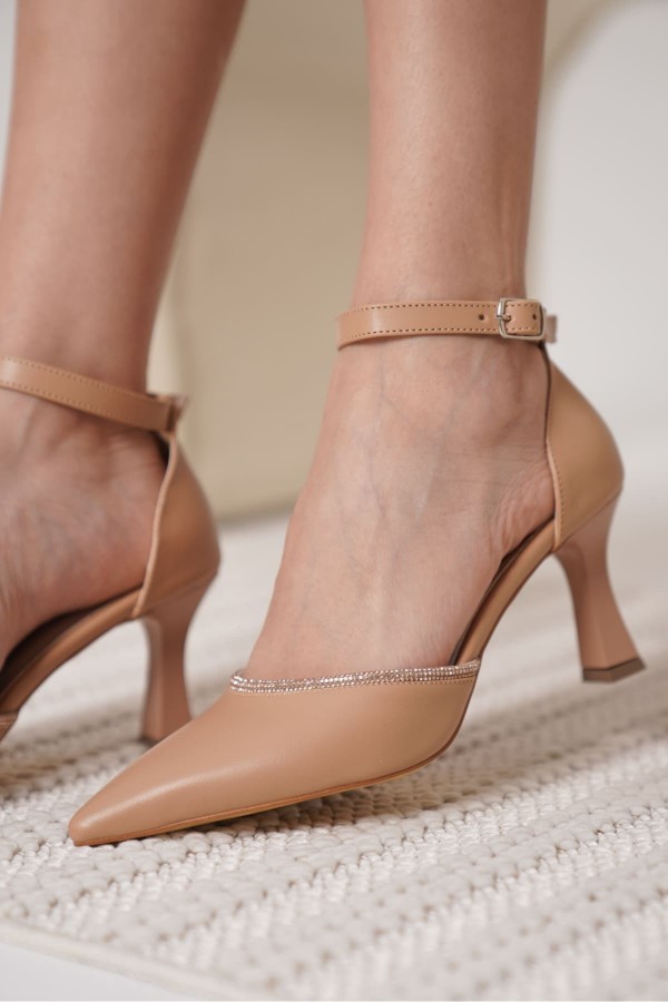Taşlı Kadın Nude Topuklu Ayakkabı TR12MS02D