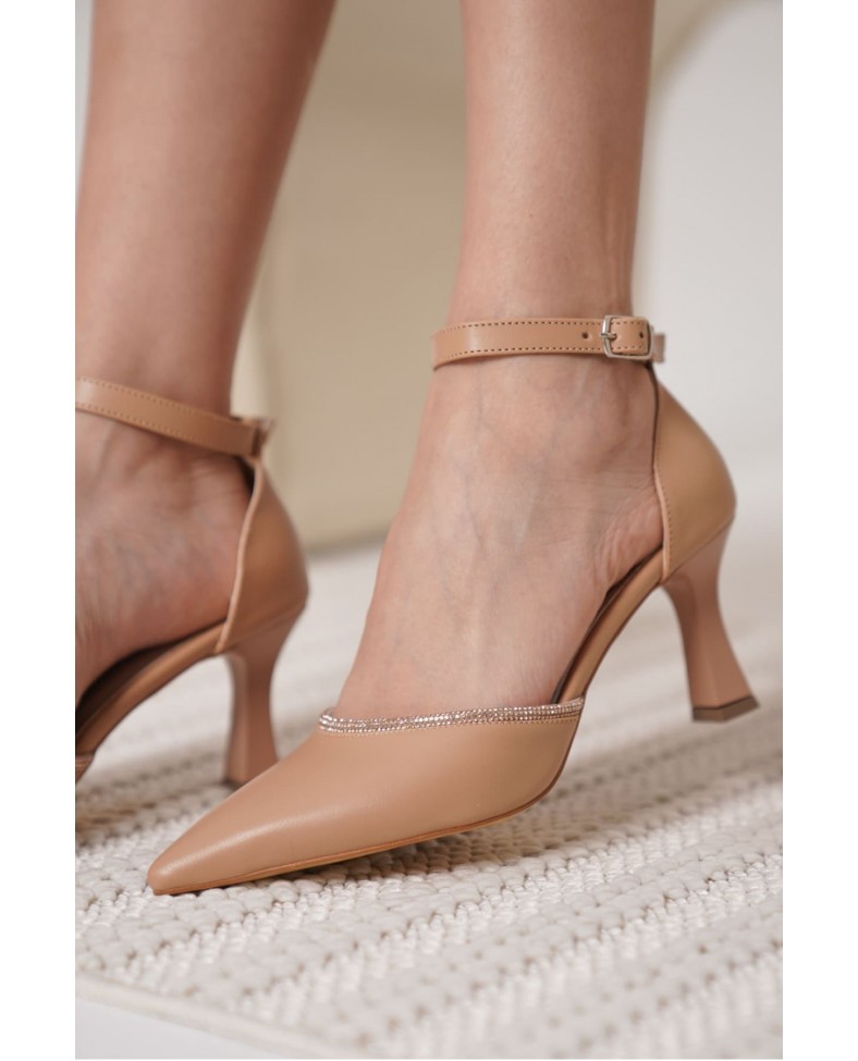 Taşlı Kadın Nude Topuklu Ayakkabı TR12MS02D