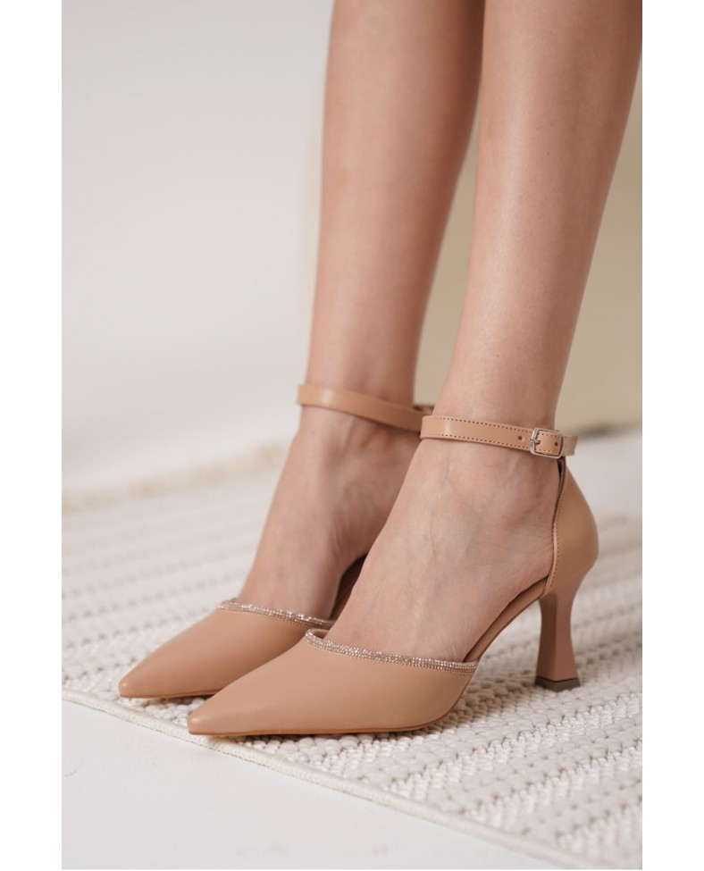 Taşlı Kadın Nude Topuklu Ayakkabı TR12MS02D