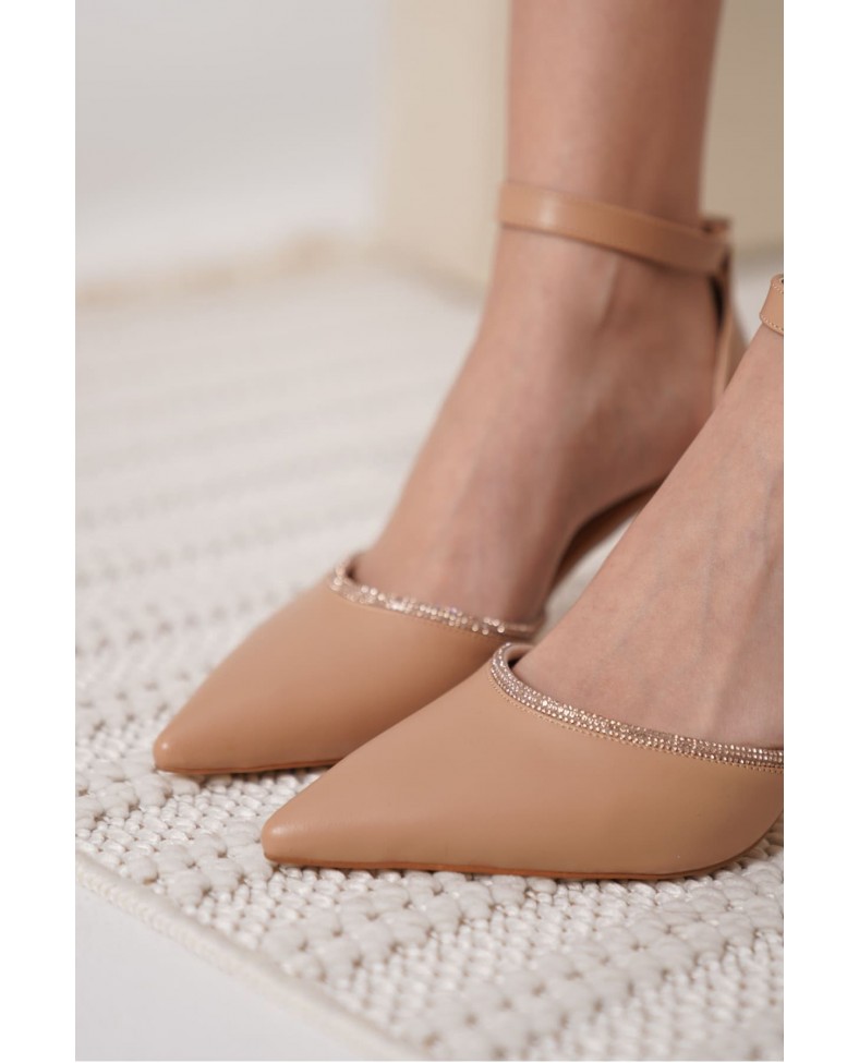 Taşlı Kadın Nude Topuklu Ayakkabı TR12MS02D