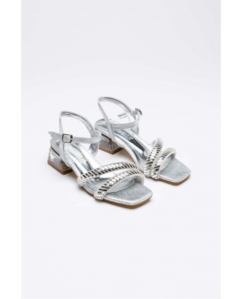 Gümüş Taşlı Kadın Topuklu Sandalet TR25MY04B