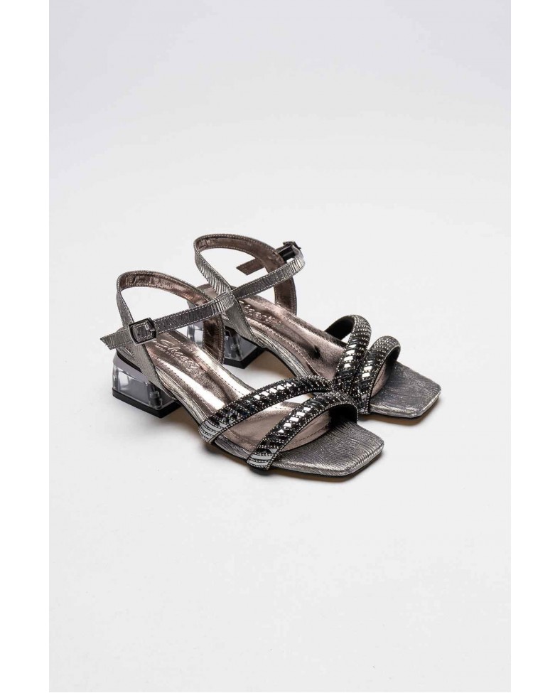 Platin Taşlı Kadın Topuklu Sandalet TR25MY04E