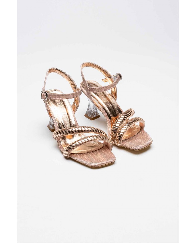 Rose Gold Taşlı Kadın Topuklu Sandalet TR25MY05B