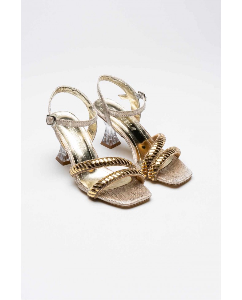 Altın Taşlı Kadın Topuklu Sandalet TR25MY05D