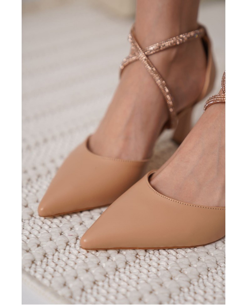 Taşlı Kadın Nude Topuklu Ayakkabı TR12MS03D