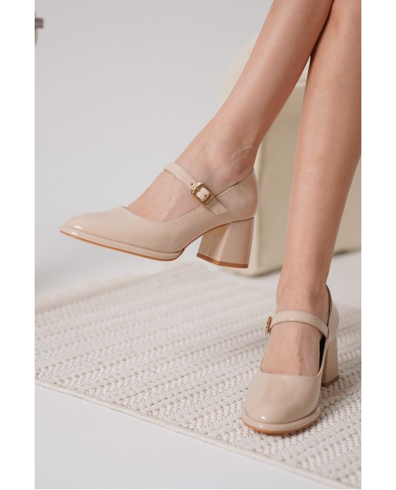 Nude Rugan Kadın Topuklu Ayakkabı TR18MS08B