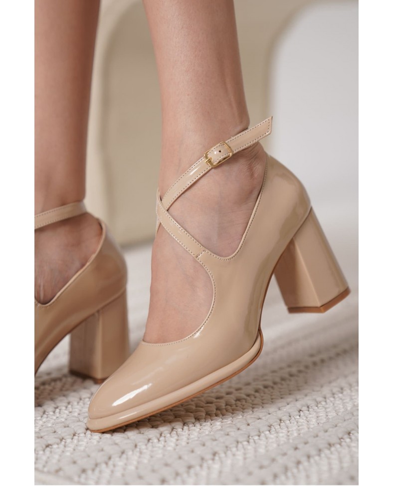 Nude Rugan Kadın Topuklu Ayakkabı TR18MS09B