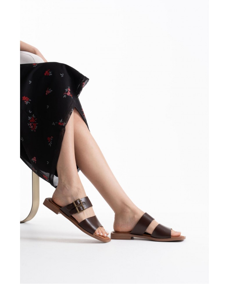 Acı Kahve Hakiki Deri Terlik TR31MY33D