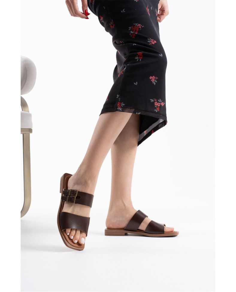 Acı Kahve Hakiki Deri Terlik TR31MY33D