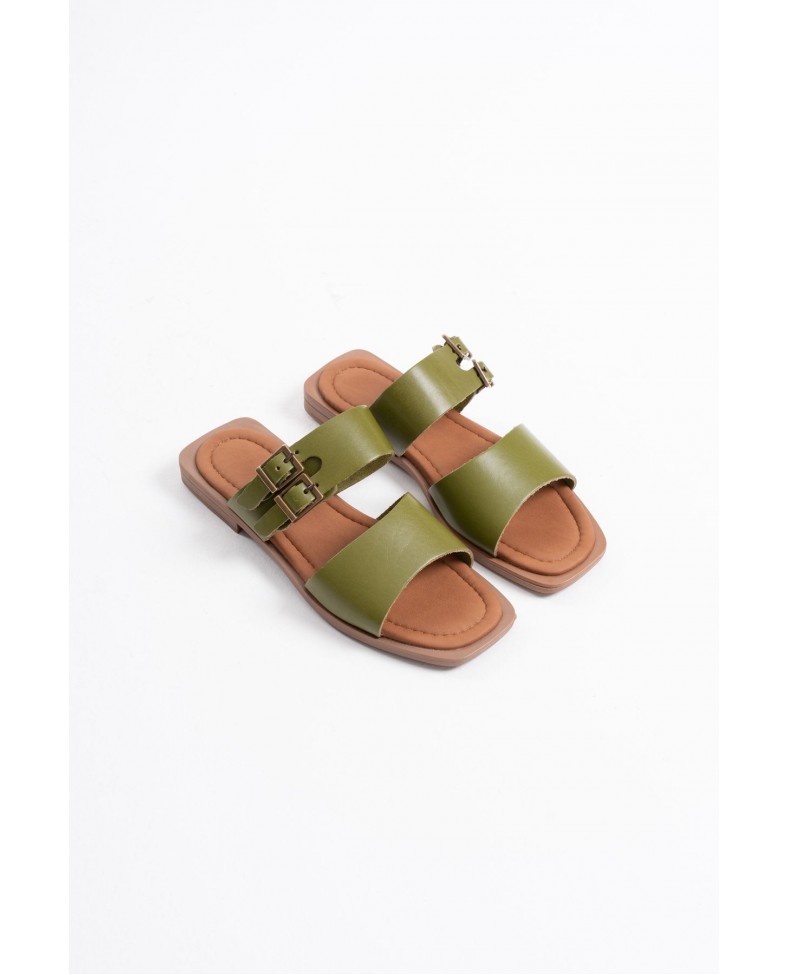 Haki Yeşili Hakiki Deri Terlik TR31MY33F